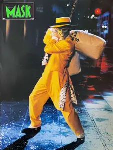 The Mask robbing a bank in the movie.