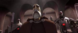 Dooku tells Jabba that his MagnaGuards managed to shoot down the Jedi's vessel.