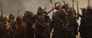 The other Marauders laughing at Thor when he faces the Kronan.