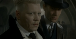 A captured Grindelwald is led away