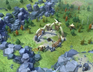 A camp belonged to three Jötnar as seen in Northgard.