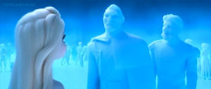 Elsa seeing a snow projection of Runeard talking with his second-in-command of his plan to subjugate the Northuldrans.