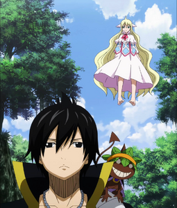 Zeref and Obra confronted by the Thought Projection of Mavis Vermilion.