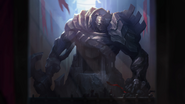 A statue of Sion in his champion teaser.