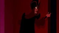 Jafar noticing the Sultan's daughter, Princess Jasmine appearing to confront him.