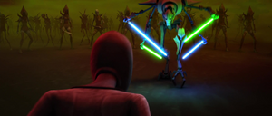 At first, Grievous appeared to have the upper hand and toyed with Ventress.