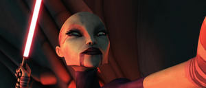 Unduli commented on the sloppiness of Ventress' fighting style, seeking to distract her adversary.