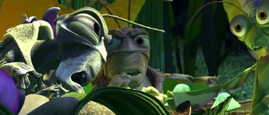 Bugs-life-disneyscreencaps.com-8735.jpg (316 KB) "No, no. Thumper, down. Let her go. Maybe he'll saw her in half." Hopper stopping Thumper from scaring Manny, allowing him to have the Queen be his volunteer
