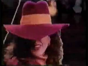 Carmen as she appeared in the "Where In Time" TV show, the only time she's been officially portrayed by a live actress.