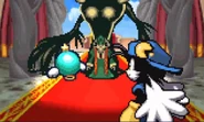 Bagoo revealing his true form as the King of Despair to Klonoa and Huepow