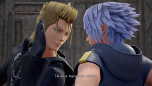 Demyx revealing his reasoning to Riku, he intends on taking Dark Riku's vessel to give to Ienzo for Naminé to use.