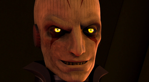 The Inquisitor grins as he has the Jedi in his grasp.