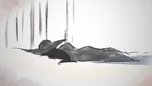 Kintoru pretending to be unconscious in the "Indigence" animation by CTStudios.