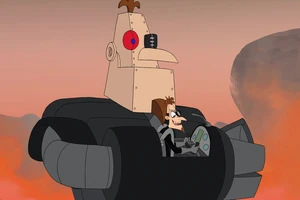 2nd Doof branding a giant robot version of himself to kill Perry and the boys in revenge for destroying his Norm Bots.