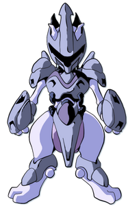 Mewtwo in his mechanical armor.