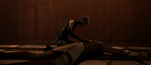Ventress had in fact remained in the hold to comfort the unconscious Obi-Wan Kenobi.