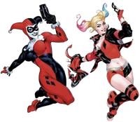 Classic and modern Harley Quinn