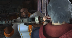 Agnus catching Nero's sword.