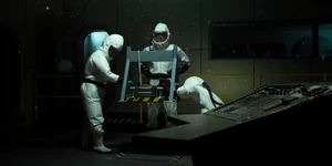 Brenner overseeing his men beginning their work to study the portal.