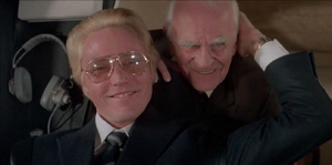 Zorin and Glaub watch as they await the destruction of Silicon Valley
