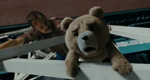 Donny trying to retrieve Ted to his hands, while Ted tries to escape.