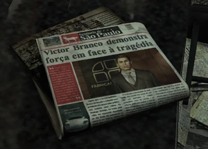 Victor on the front page of a newspaper.