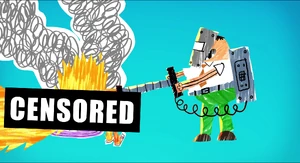 Censored logo on Mr. Krupp.