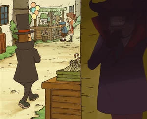 Don Paolo spying on Layton's group in Dropstone.
