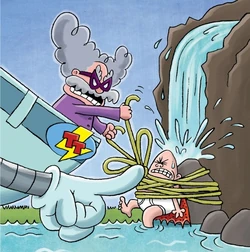 Mr. Krupp being tied up by Supa-Mega Tippy.
