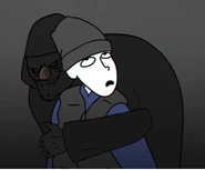 a Studio Guardian taking away a contestant