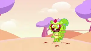 Nutty before being sliced ​​into pieces by Russell's kite with the help of Sniffles' mechanical plane.