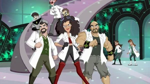 Bloodpudding singing "Evil Tonight" with the other villains.