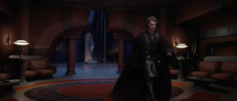 Anakin rushing into the Chancellor's Office.