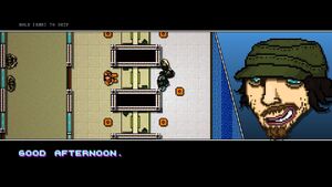 The Janitors greet Richter in prison.