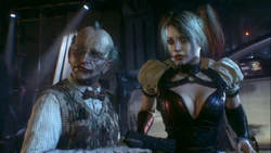 Henry forces Batman to stand down by taking Harley hostage