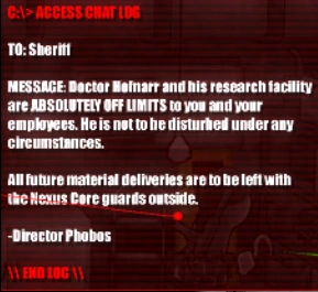 A message sent by Phobos to the Sheriff.