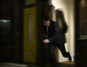 Alan fleeing to his car after being caught out by his own daughter and Martin from what he had just done to Rita.