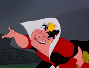 The Queen of Heart's evil grin, proposed to Alice to play croquet.