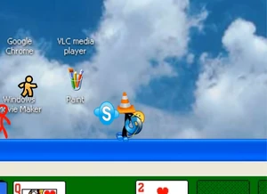The Dark Lord watches the Chosen One fighting the icons.