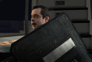 "Mr. Payne, I believe you had to something to say to me!" - Becker picking up a grenade launcher and riot shield to fight Max with.