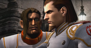 Agnus arguing with Credo about Nero finding his lab.