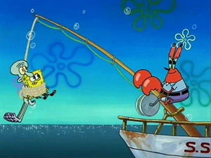 Mr. Krabs cruelly using his friends as bait just so he can recover his million dollar bill from a clam.