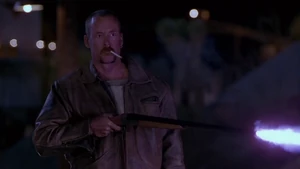 Rig shooting Nick's car