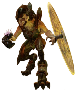 A Red Kig-Yar Heavy in Halo 4.