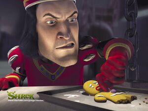 Lord Farquaad torturing Gingy.