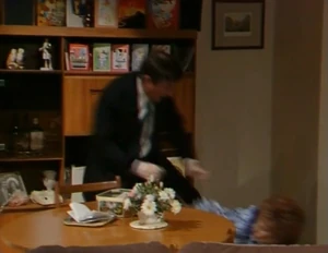 Alan exposes his true nature to Rita as he prepares to attack her even further.