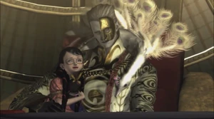 Father Balder revealing himself to Bayonetta.