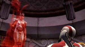 Kratos sees Lahkesis' bloody avatar.