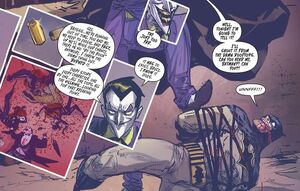 The Joker with the dead bodies of Batman's Rogues Gallery.