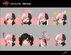 Neopolitan emotes in RWBY: Amity Arena.